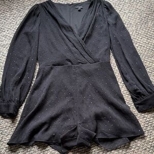 Express Black Sheer Long-Sleeve Romper